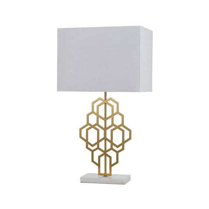 Akron Large White and Antique Gold Art Deco Modern Table Lamp