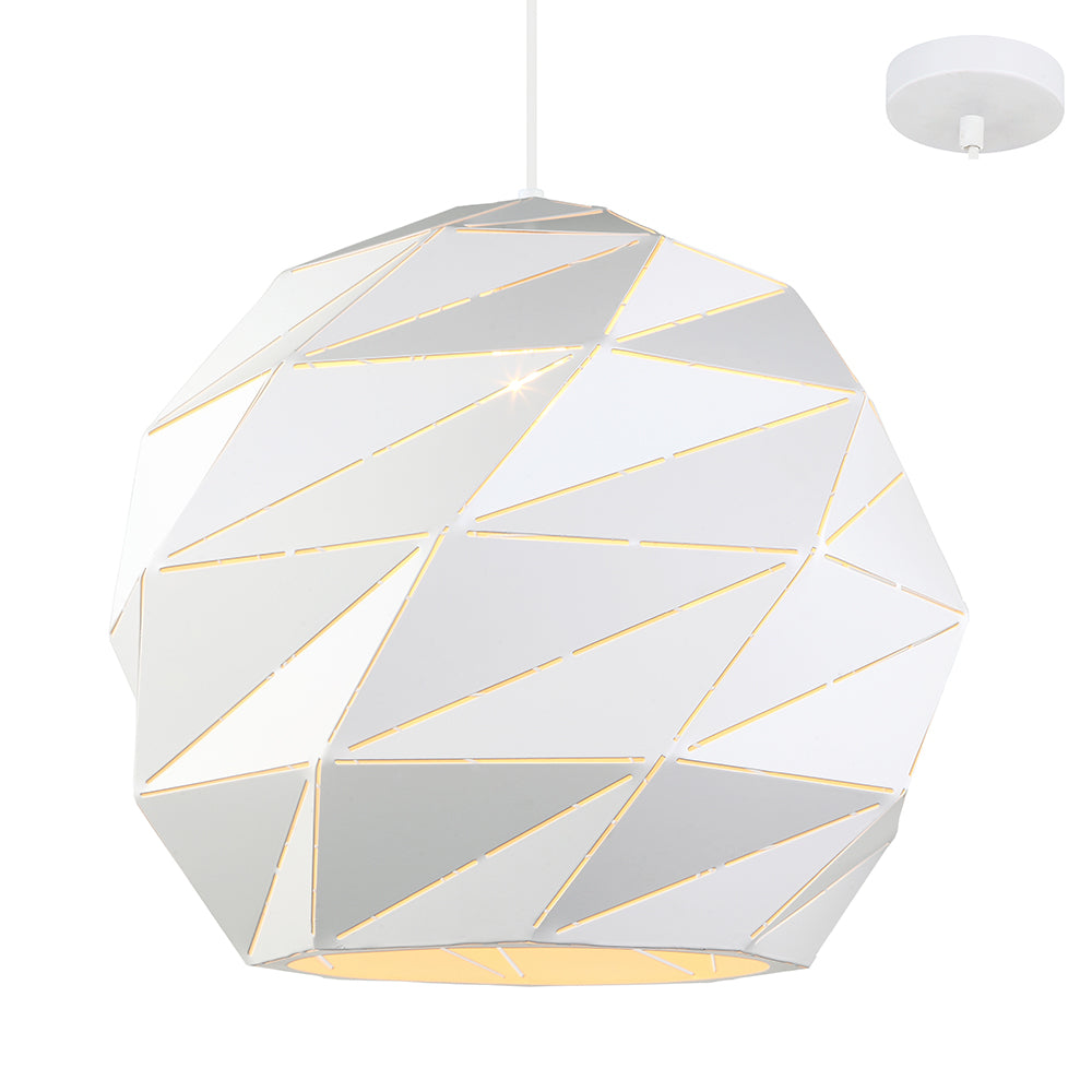 Claire 390 White Modern Prism Cut Pendant