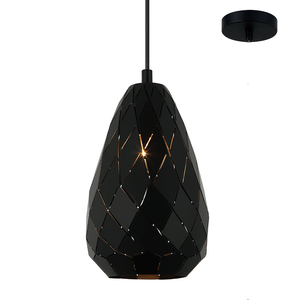 Devin 15cm Black Modern Scale Laser Cut Pendant by Amond