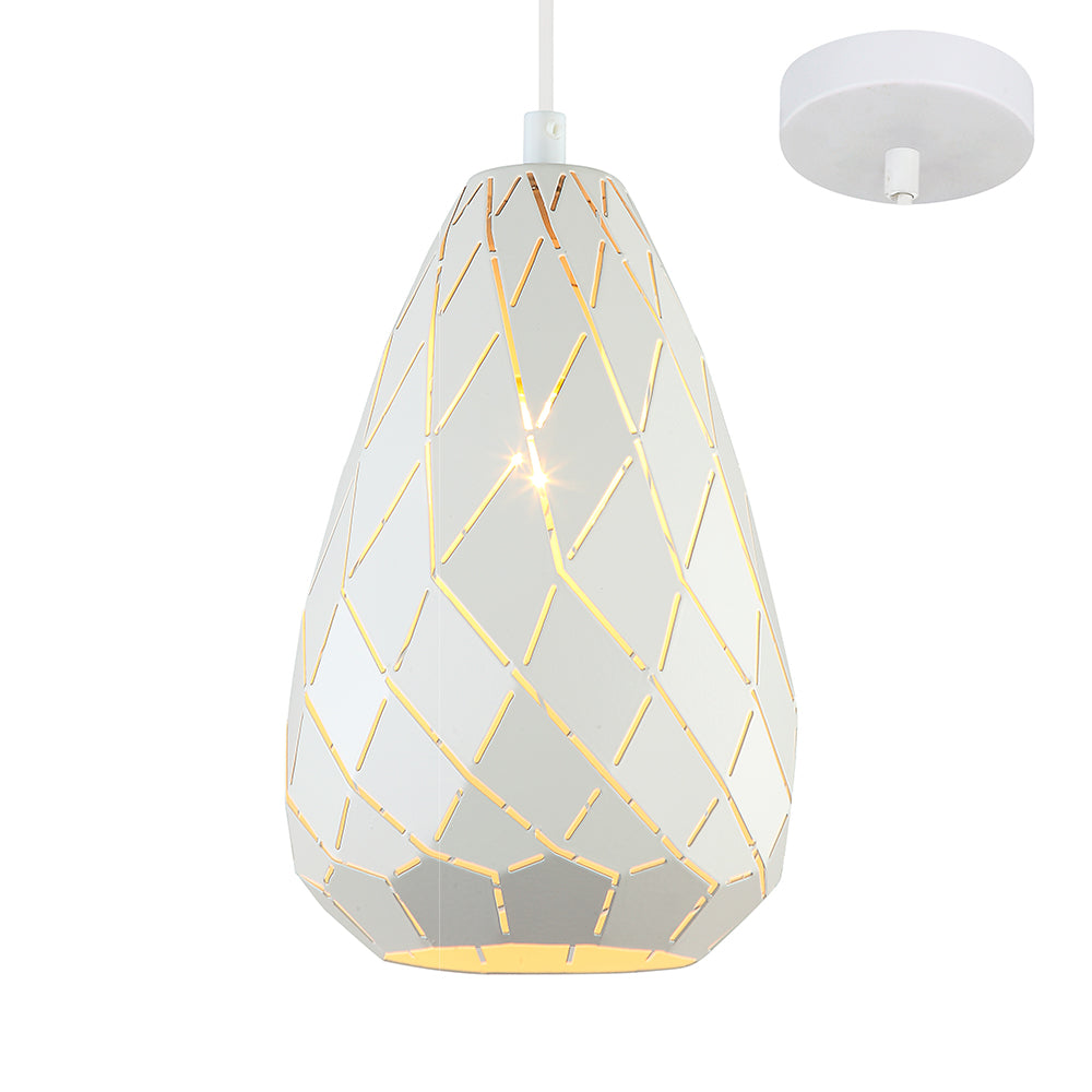 Devin 15cm White Modern Scale Laser Cut Pendant by Amond