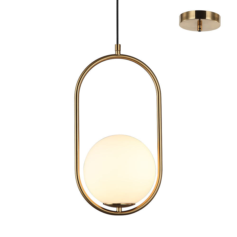 Fifi Oval Bronze and White Opal Modern Pendant