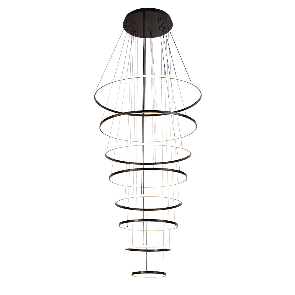 Hoop 8 Ring Black 6000k Contemporary LED Pendant