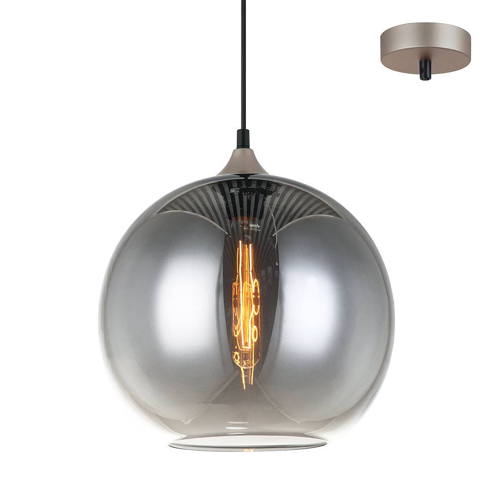 Libby 300mm Champagne Gold and Smoke Glass Modern Pendant