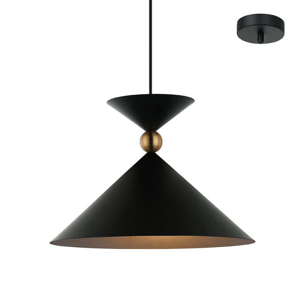 Louis Large Black with Bronze Industrial Modern Pendant