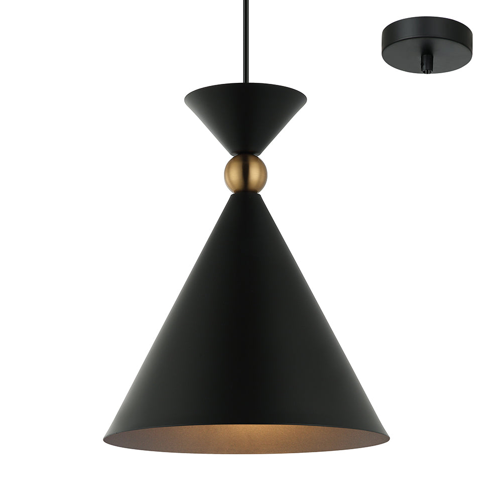 Louis Small Black with Bronze Industrial Modern Pendant