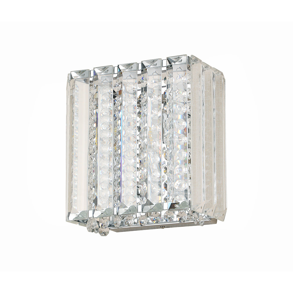 Pearl 2 Light Chrome and Clear Crystal Wall Light by Amond