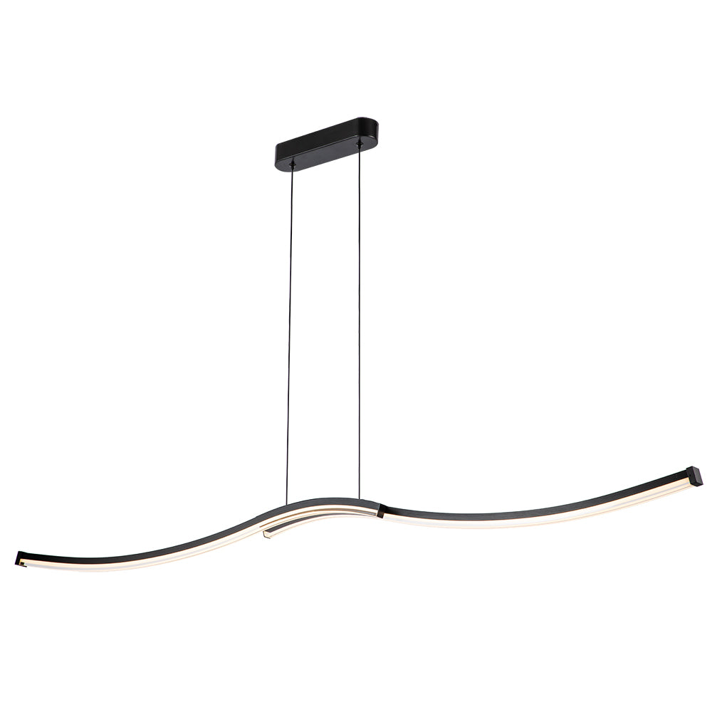 Sari 1500mm Black 6000k LED Contemporary Linear Wave Pendant