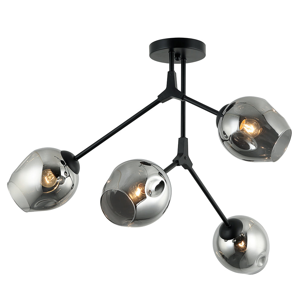 Styx 4 Piece Black and Dimple Smoke glass Close To Ceiling by Amond