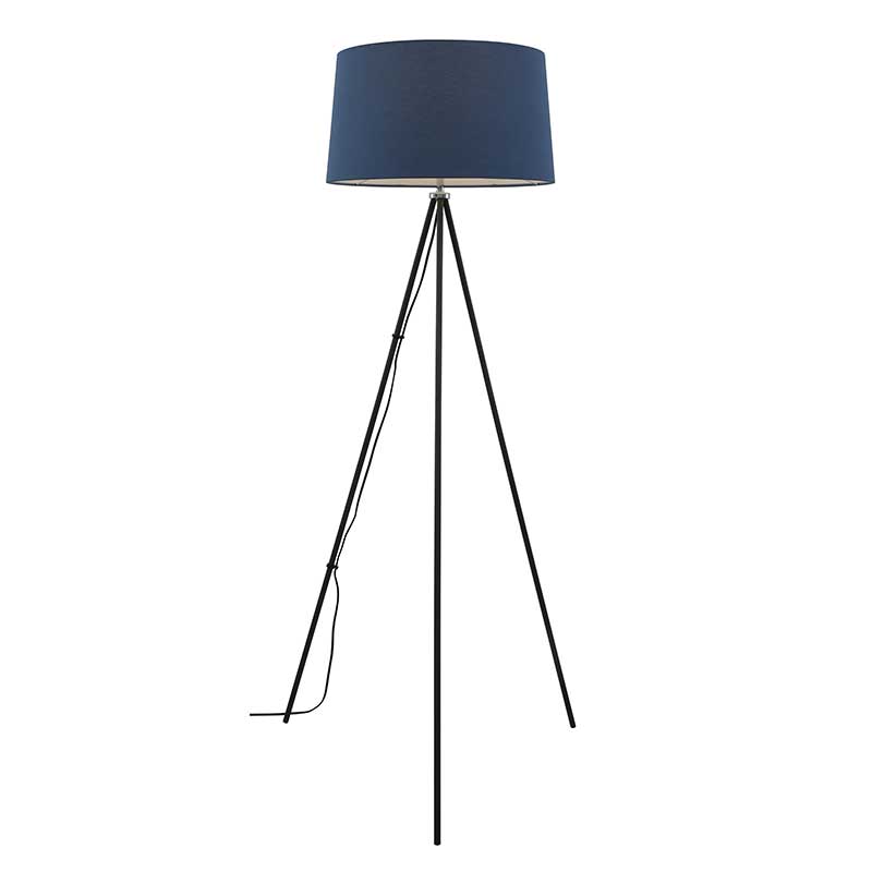 Anna Blue with Dark Grey Modern Tripod Floor Lamp