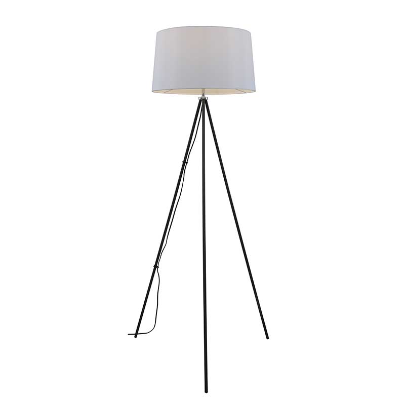 Anna White with Dark Grey Modern Tripod Floor Lamp