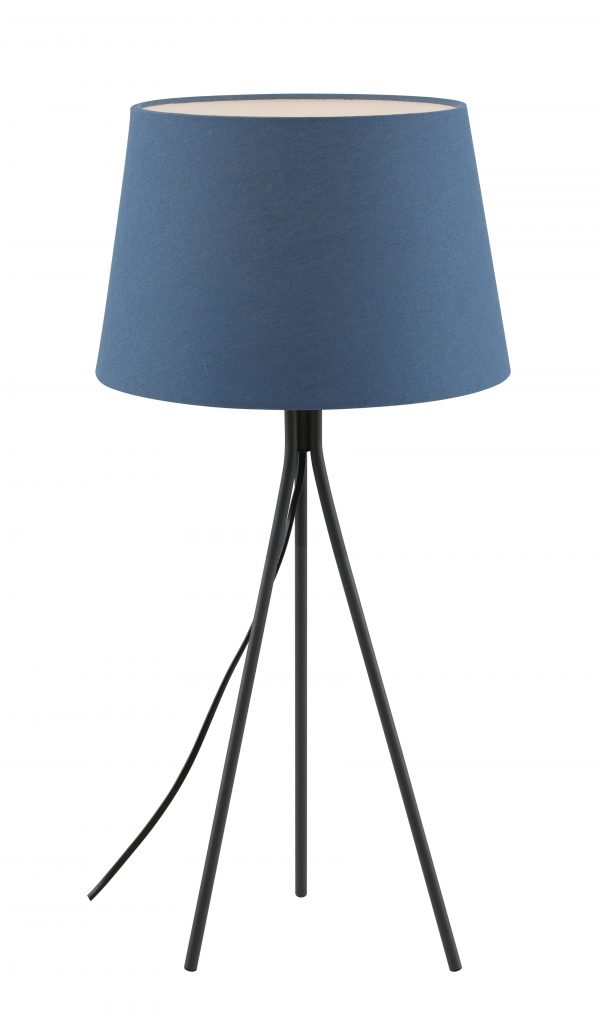 Anna Blue with Dark Grey Modern Tripod Table Lamp