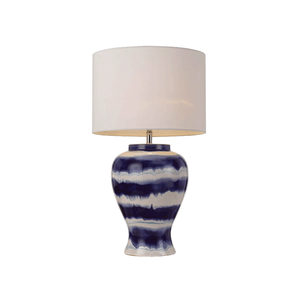 Blue and deals white striped lamp