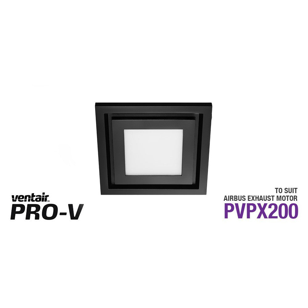 Airbus 200 Exhaust Fan with Square Black LED Light Fascia