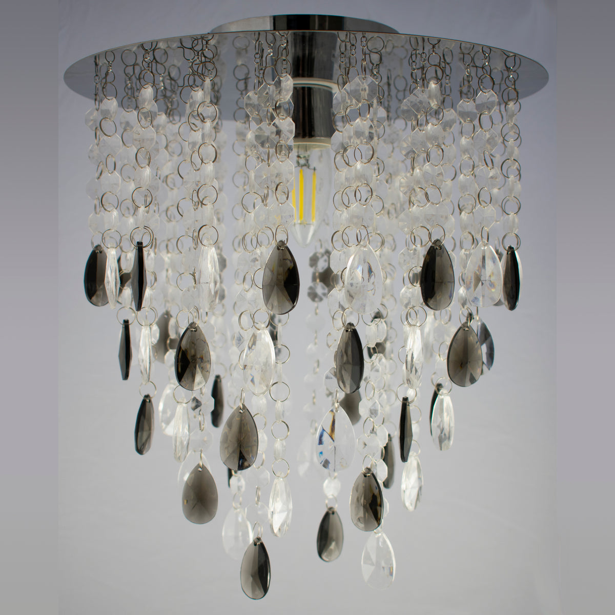 Alice Crystal Strand Smoke Drops Chrome DIY Batten Fix