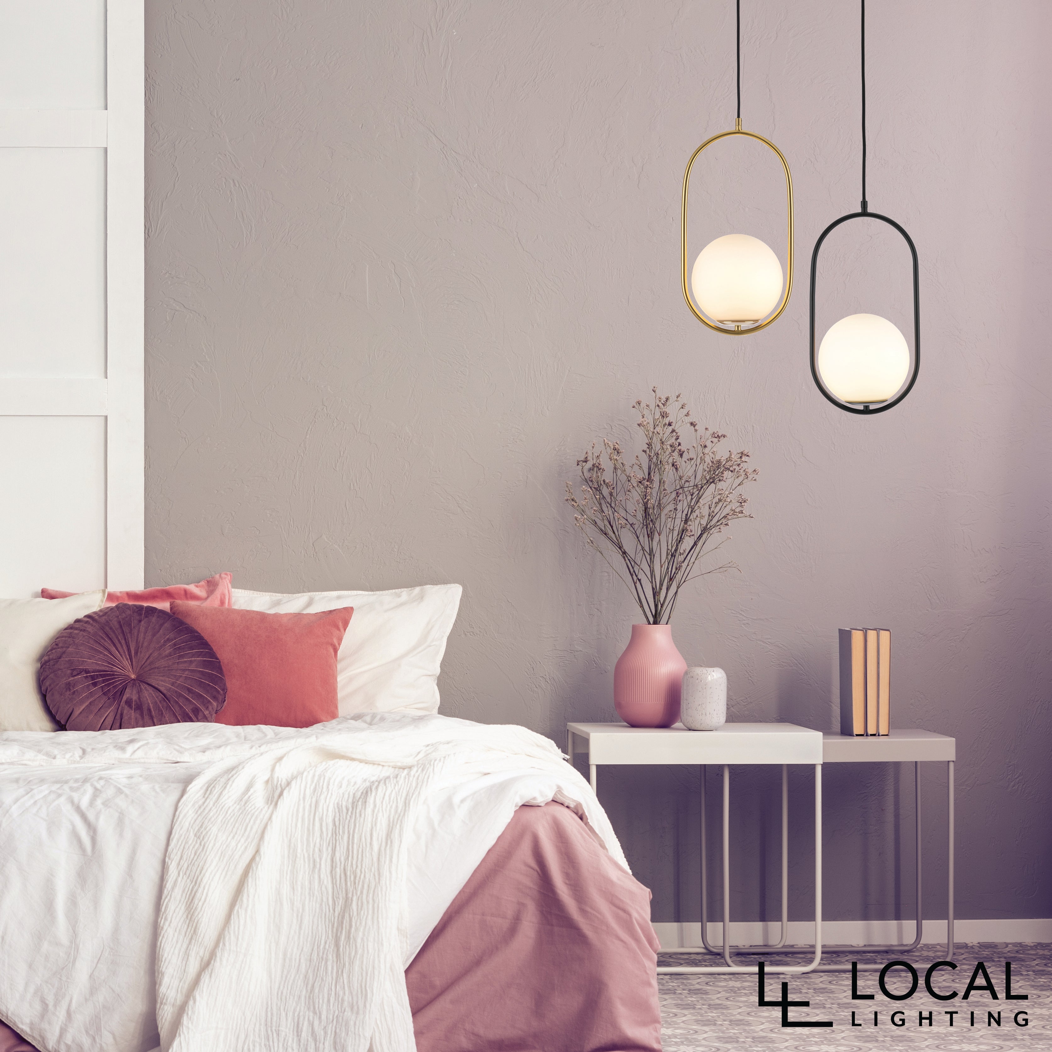 Ava Brass and Opal Glass Modern Pendant