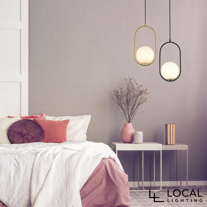 Ava Brass and Opal Glass Modern Pendant