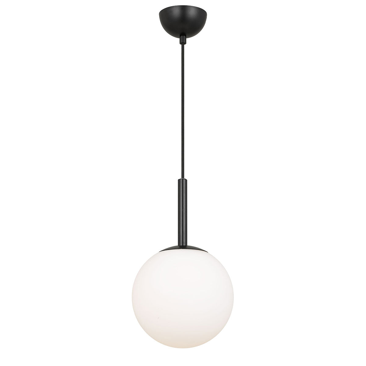 Bally 20cm Black with Opal Glass Modern Pendant