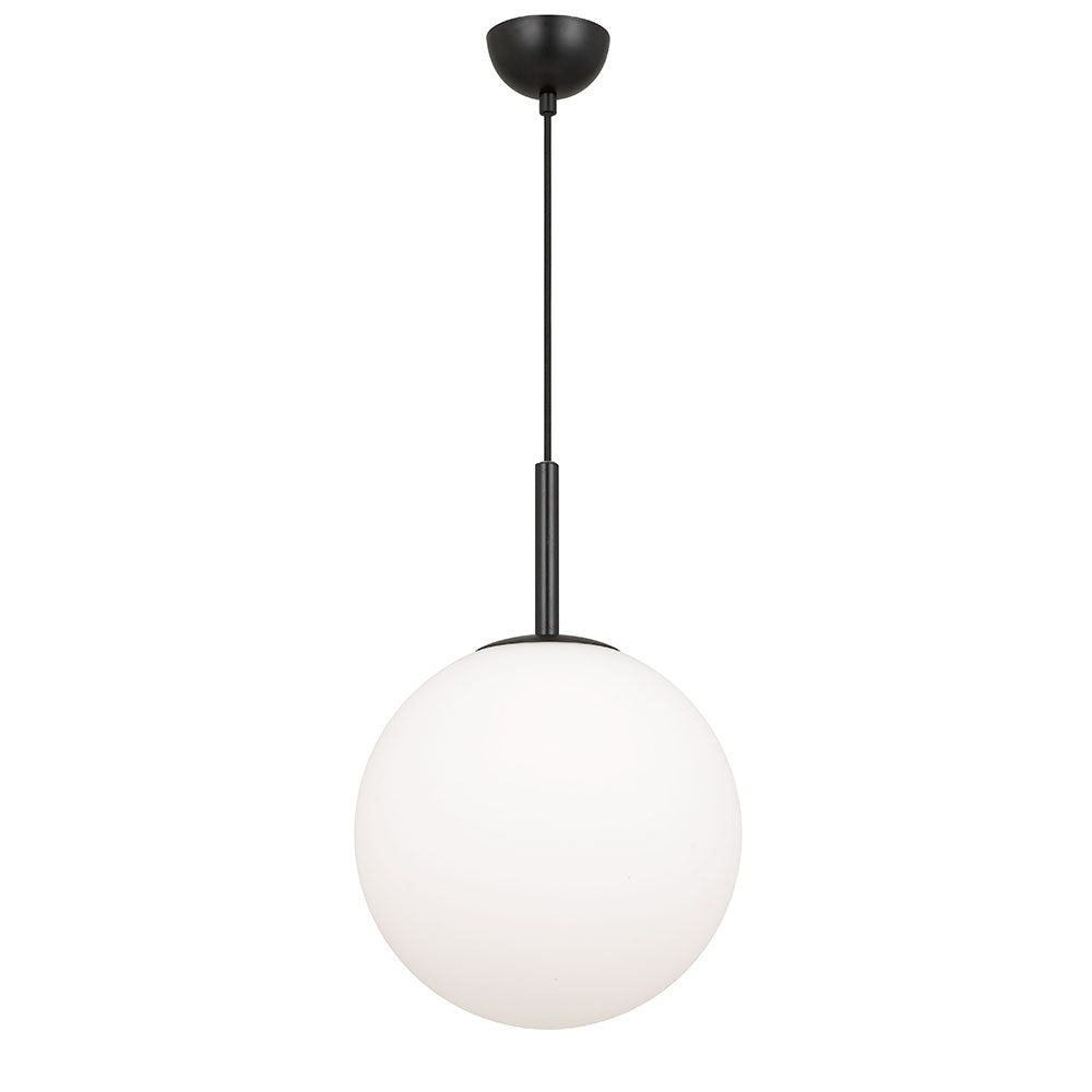 Bally 30cm Black with Opal Glass Modern Pendant