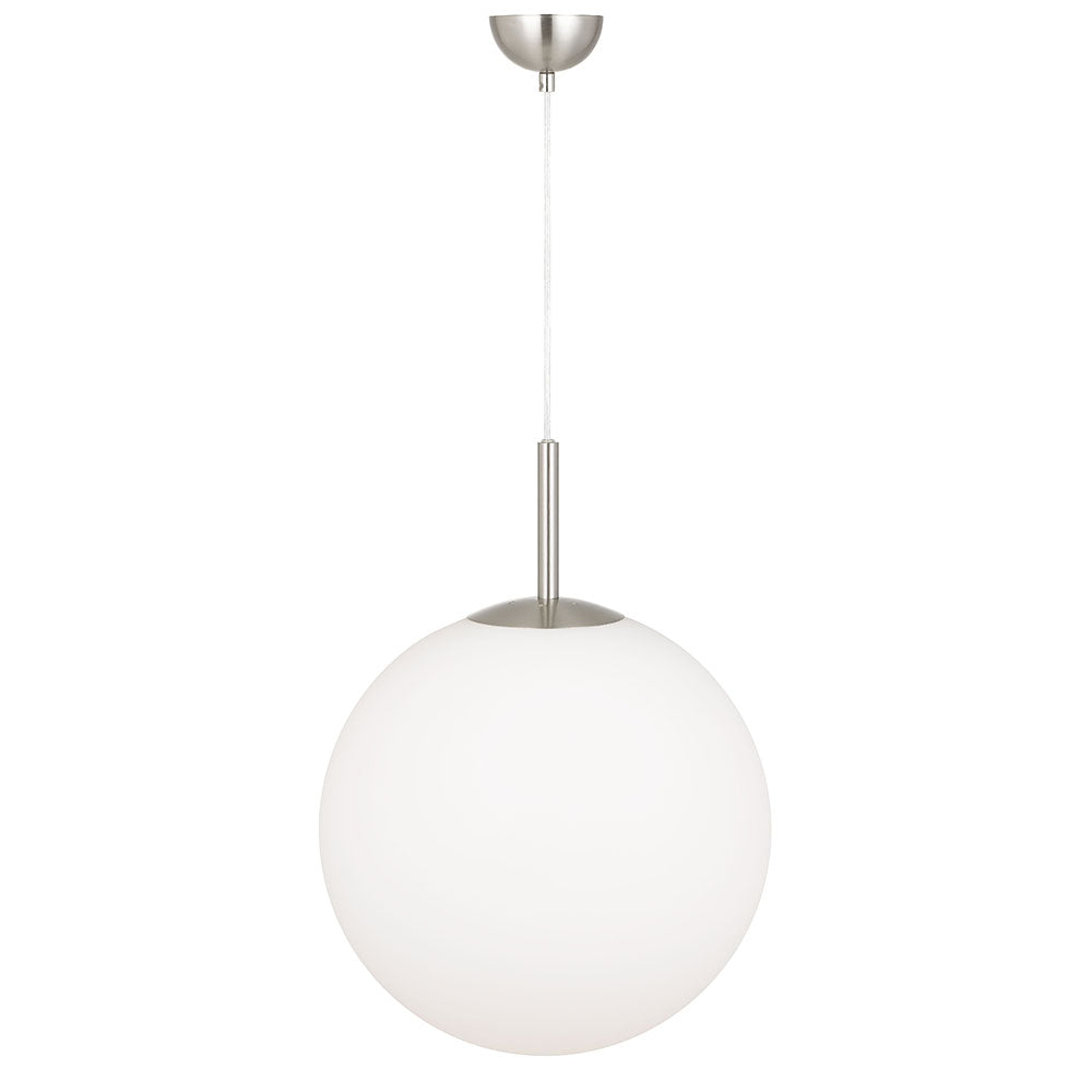 Bally 40cm Nickel with Opal Glass Modern Pendant