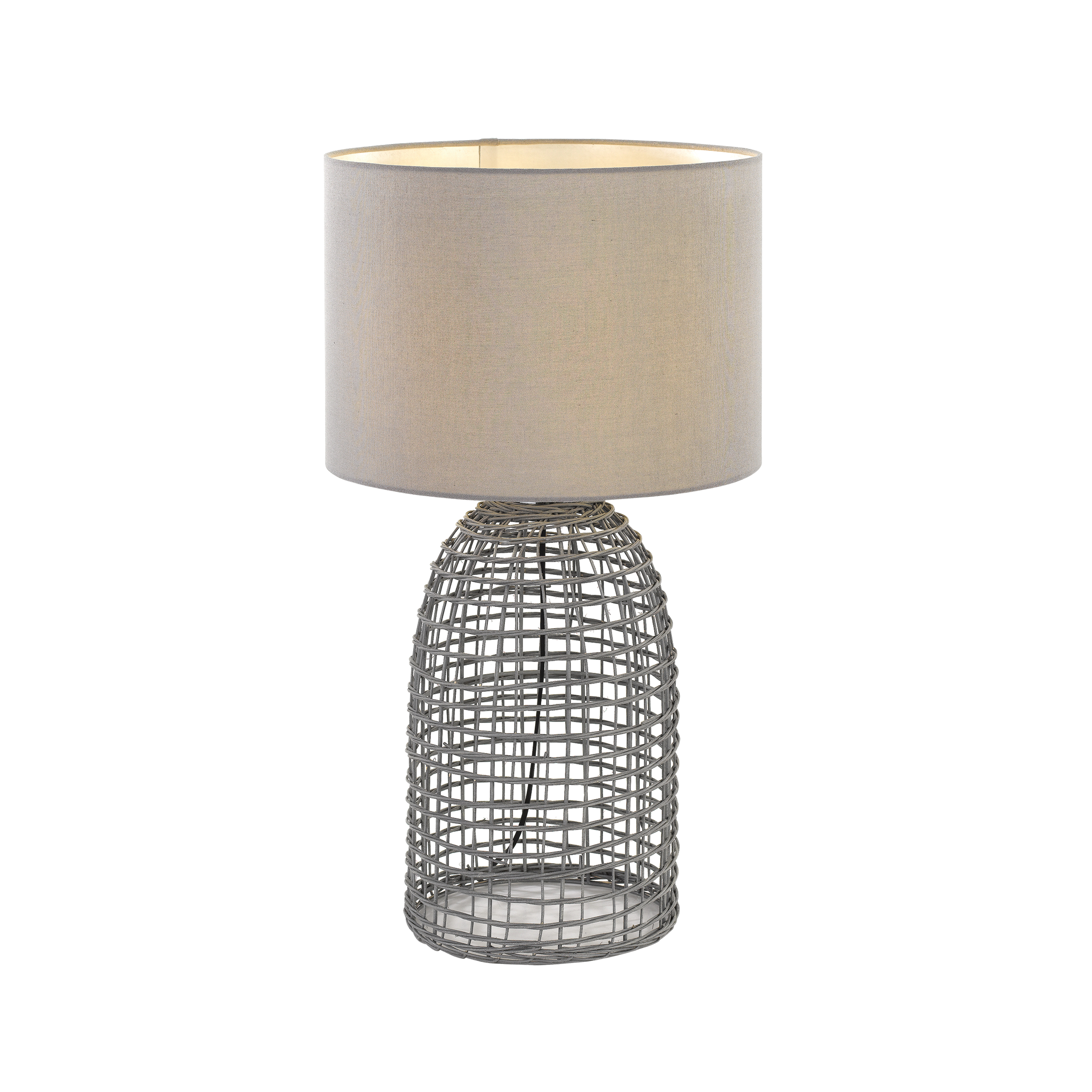 Bayz Small Grey Rattan Bottle Cage Table Lamp