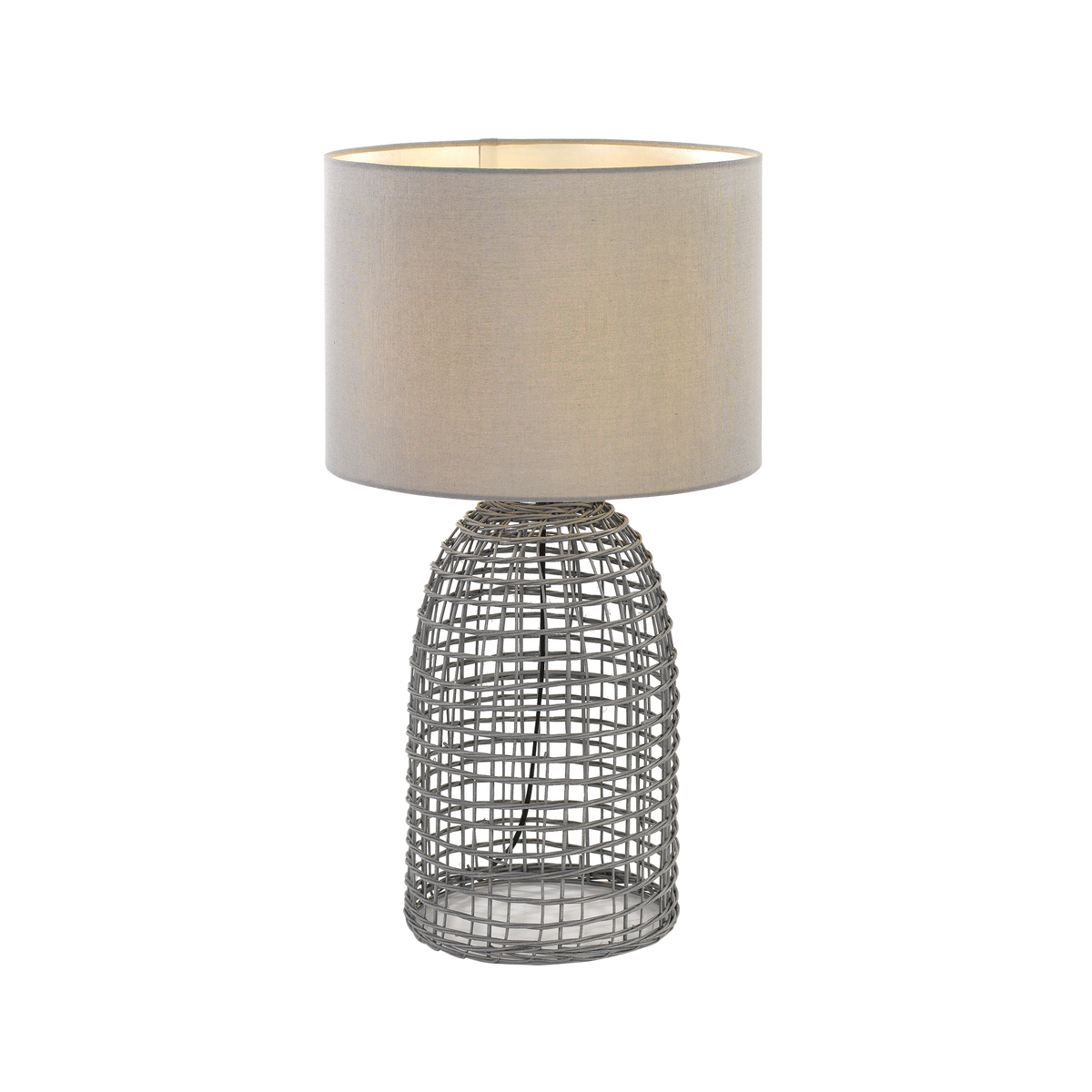 Bayz Small Grey Rattan Bottle Cage Table Lamp