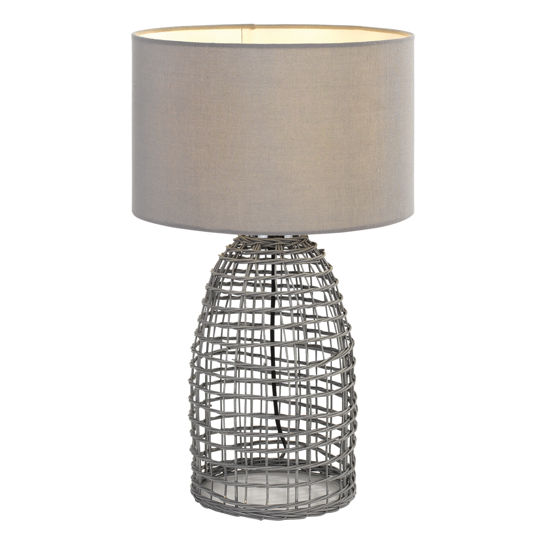 Bayz Large Grey Rattan Bottle Cage Table Lamp