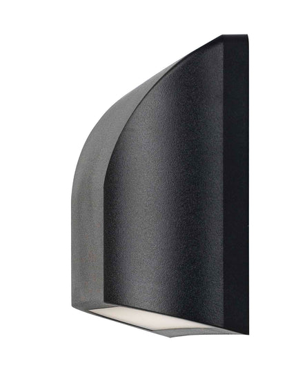 Bloc Ex5 Curved Black Rectangular Wedge LED Exterior Wall Light