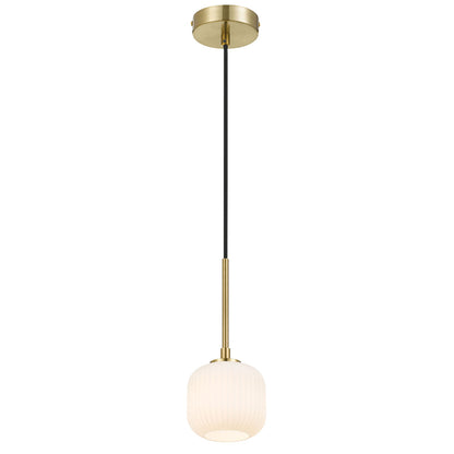 Bobo 1 Light Antique Gold with Opal Glass Pendant