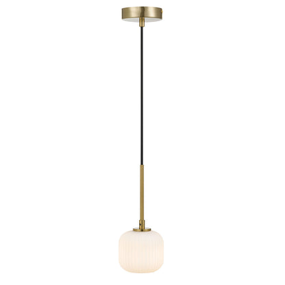 Bobo 1 Light Antique Gold with Opal Glass Pendant