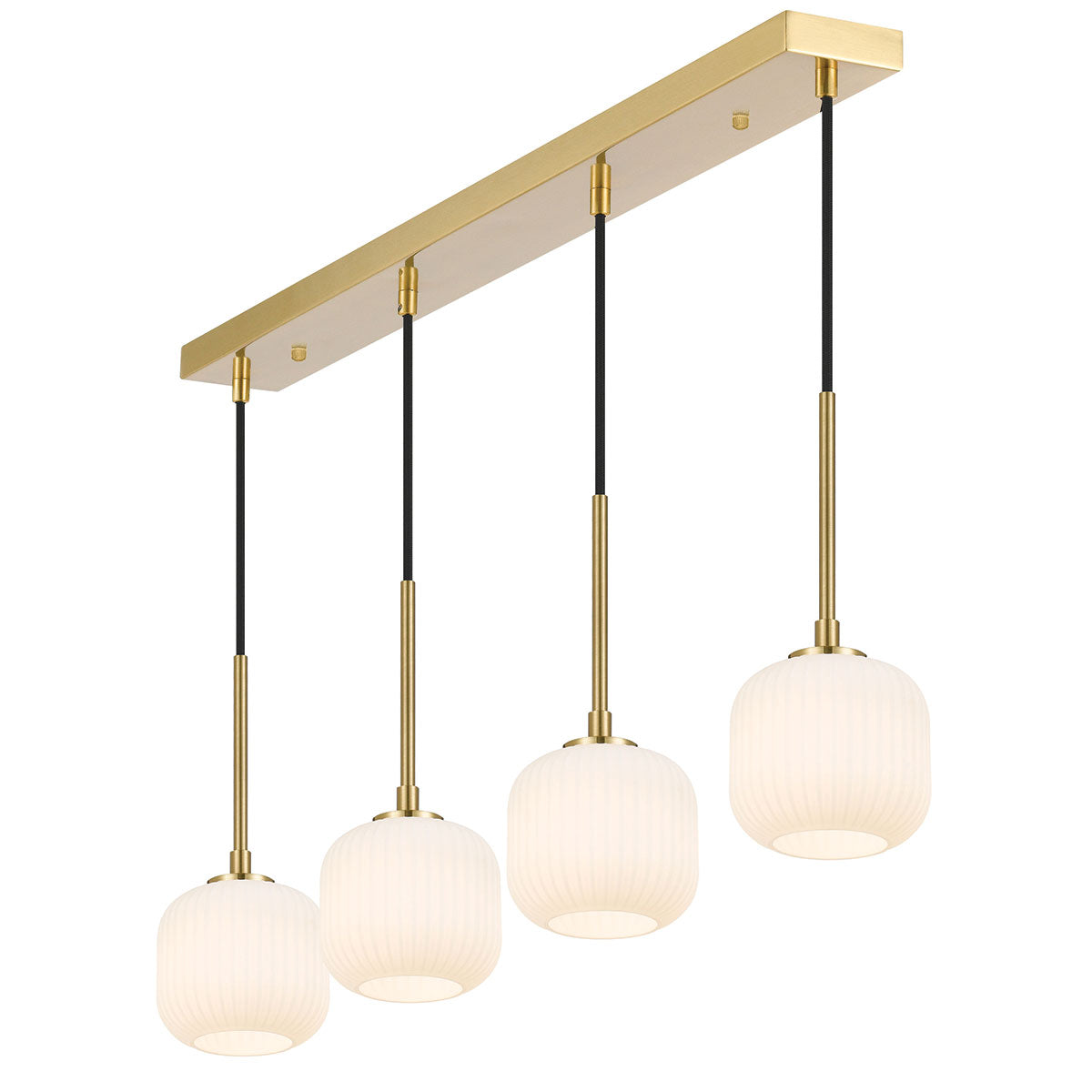 Bobo 4 Light Bar Antique Gold with Opal Glass Pendant