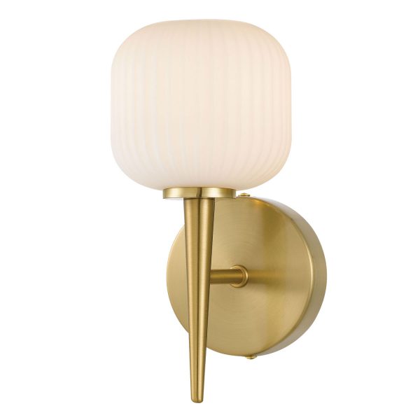 Bobo 1 Light Antique Gold with Opal Glass Wall Light