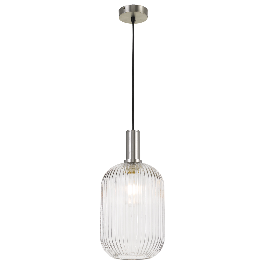 Bonura PE20 Nickel and Clear Reeded Glass Modern Pendant