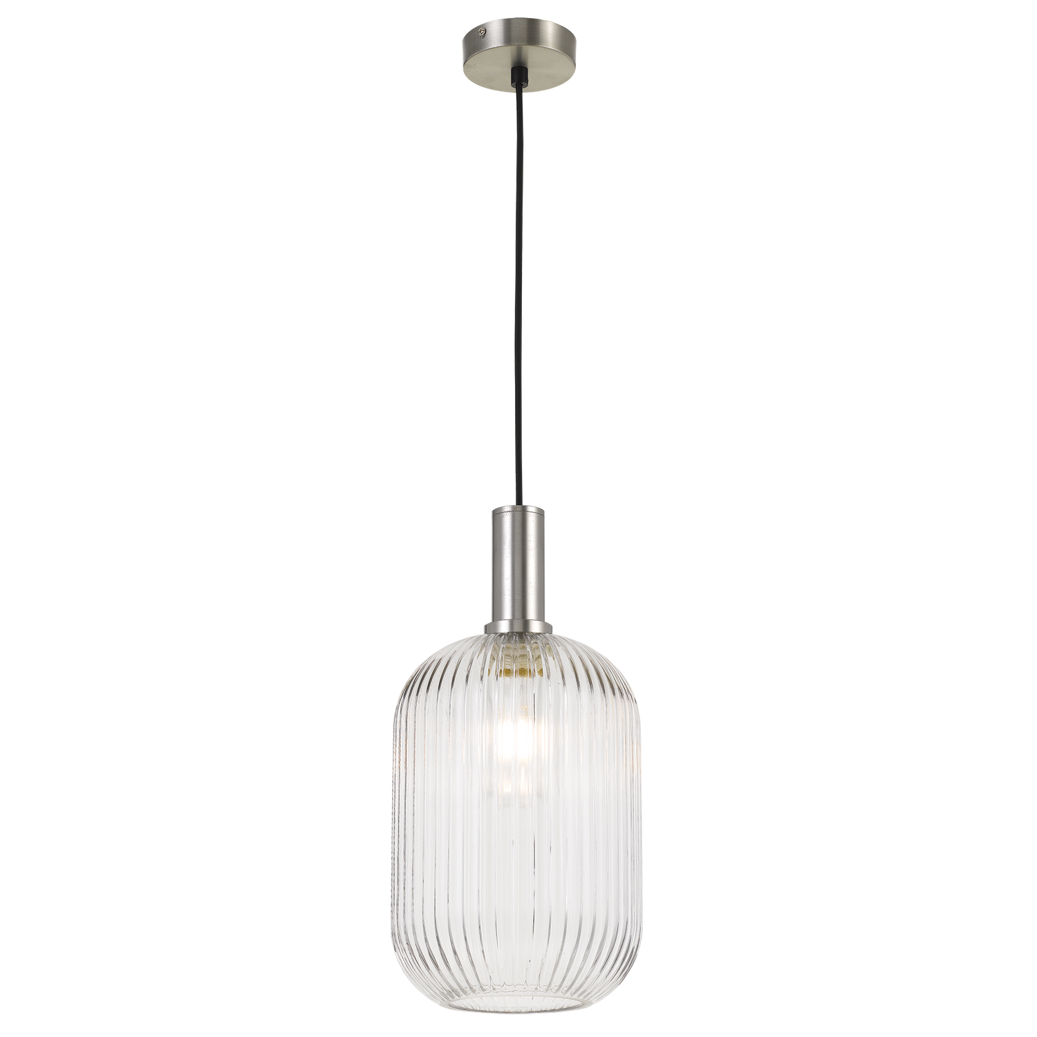 Bonura PE20 Nickel and Clear Reeded Glass Modern Pendant