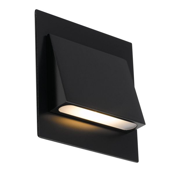 Brea Black Warm White LED Wedge Offset Recessed Stair Fixture