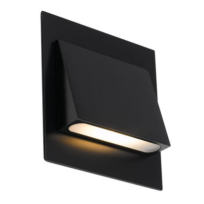 Brea Black Cool White LED Wedge Offset Recessed Stair Fixture