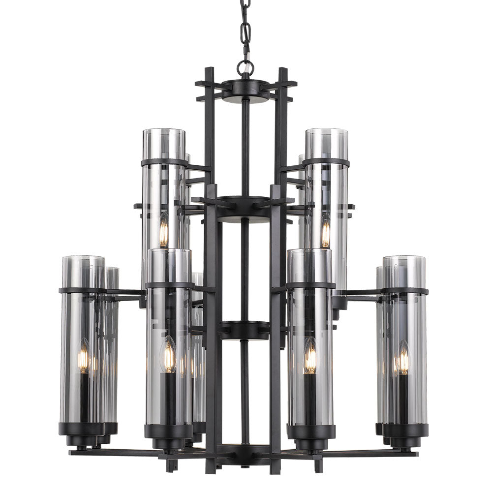 Burgess 12 Light Tall Cylinder Candle Tree Archaic Pendant