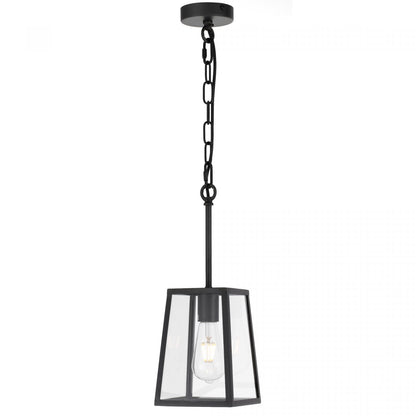 Cantena 15cm Pendant Black with Clear Glass Panel Lantern