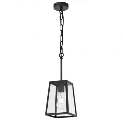 Cantena 15cm Pendant Black with Clear Glass Panel Lantern