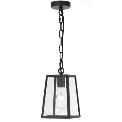 Cantena 15cm Pendant Black with Clear Glass Panel Lantern