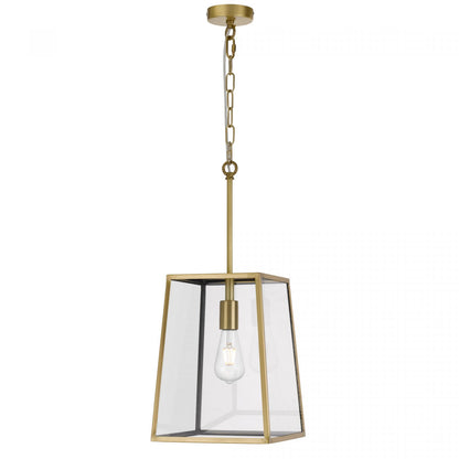 Cantena 25cm Pendant Antique Brass with Clear Glass Panel Lantern