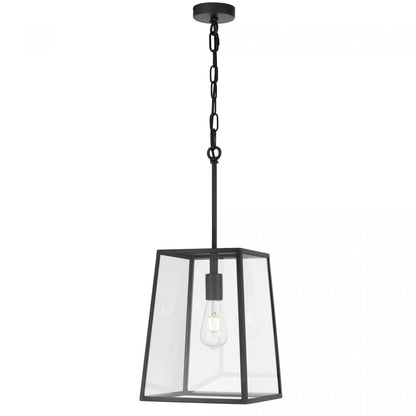 Cantena 25cm Pendant Black with Clear Glass Panel Lantern