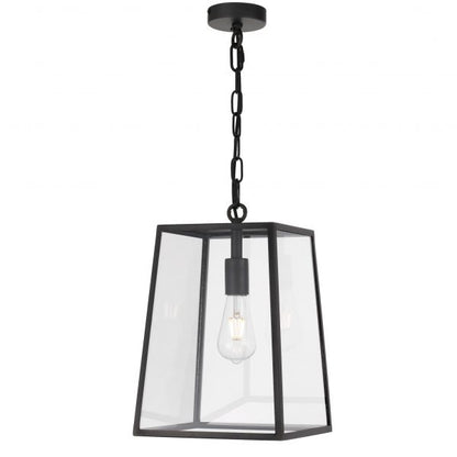 Cantena 25cm Pendant Black with Clear Glass Panel Lantern