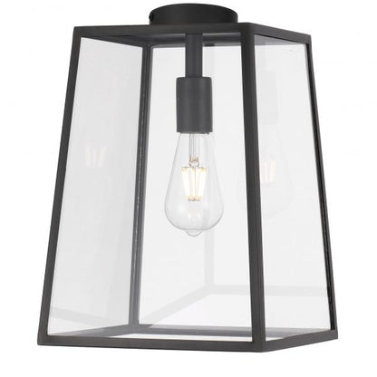 Cantena 25cm Pendant Black with Clear Glass Panel Lantern