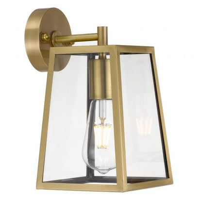 Cantena 15cm Antique Brass with Clear Glass Panel Exterior Coach Light