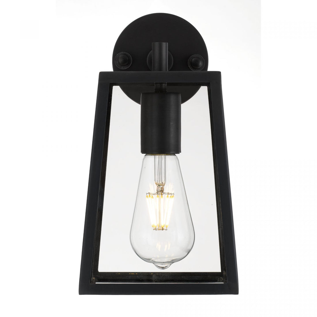 Cantena 15cm Black with Clear Glass Panel Exterior Coach Light