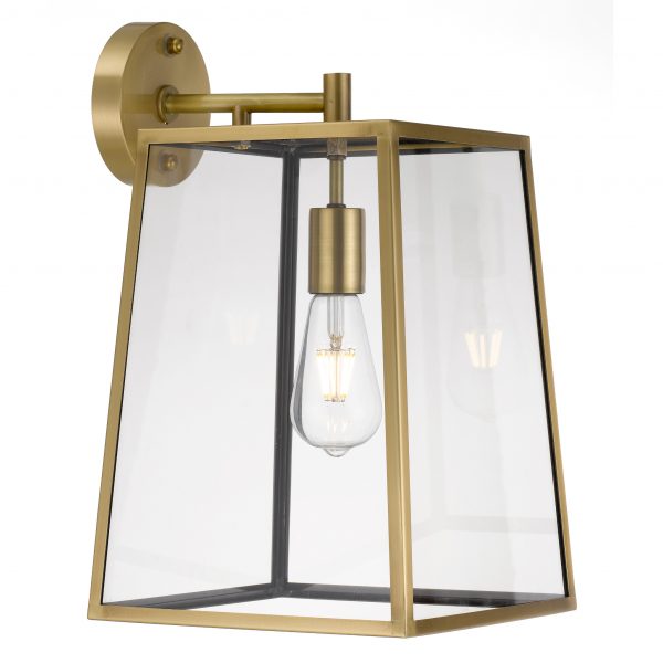 Cantena 25cm Antique Brass with Clear Glass Panel Exterior Coach Light