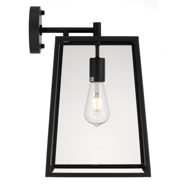 Cantena 25cm Black with Clear Glass Panel Exterior Coach Light