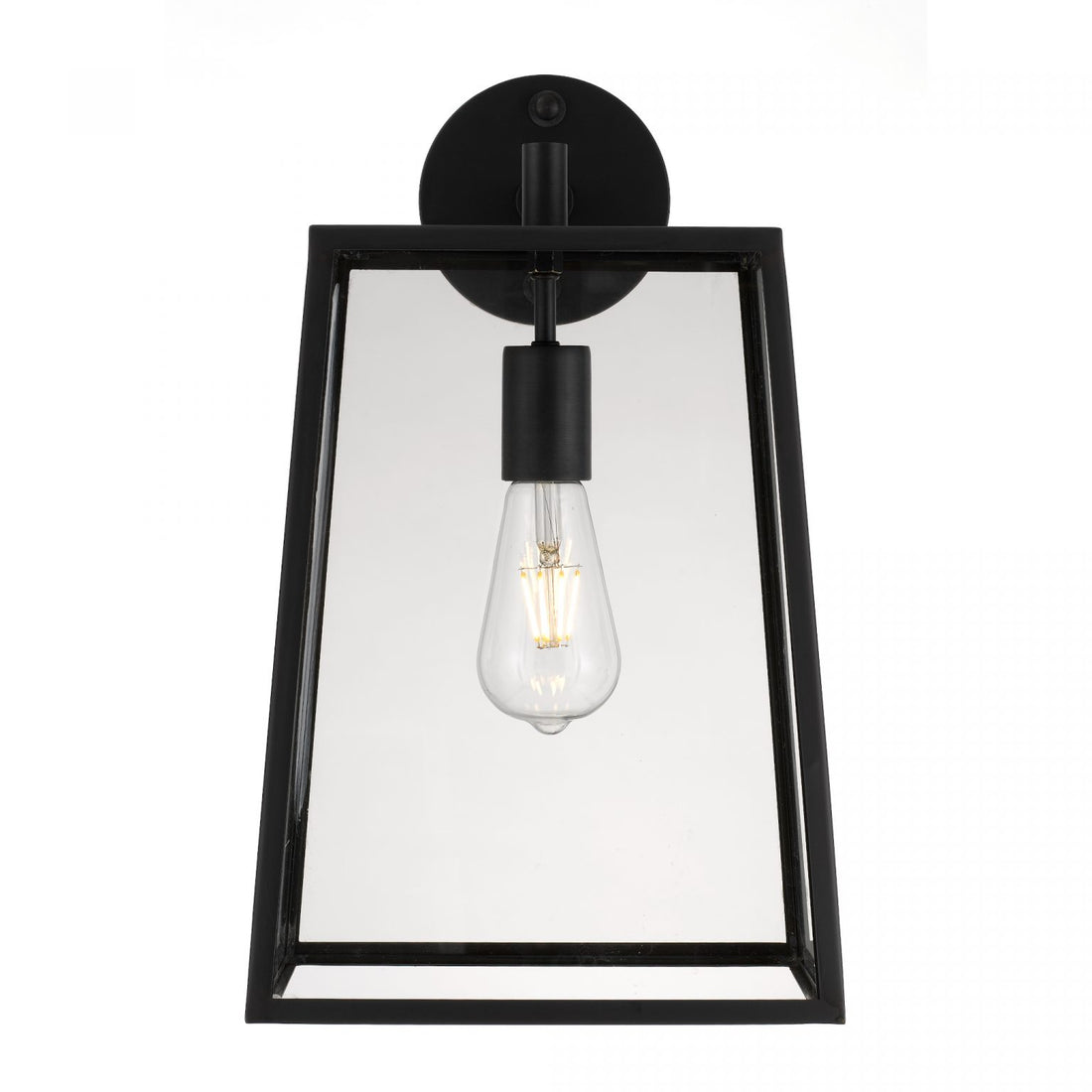 Cantena 25cm Black with Clear Glass Panel Exterior Coach Light