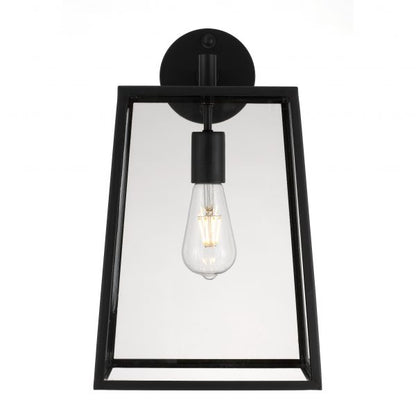 Cantena 25cm Black with Clear Glass Panel Exterior Coach Light
