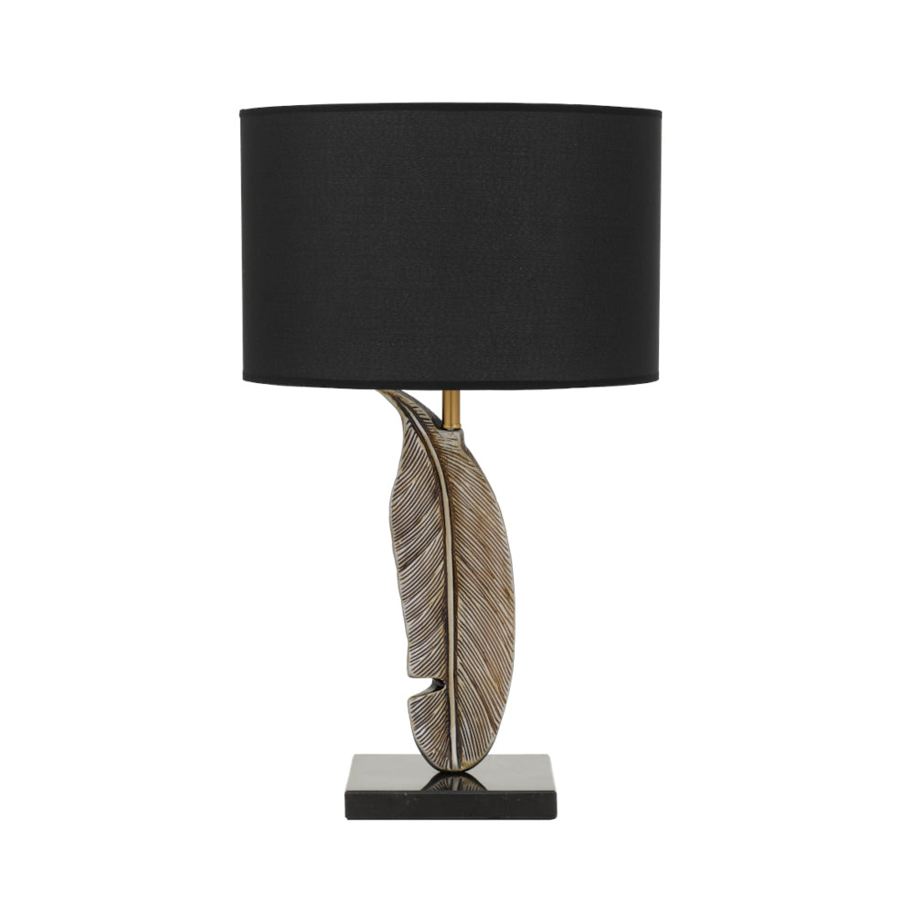 Cayo Metallic Gold Leaf with Black Table Lamp